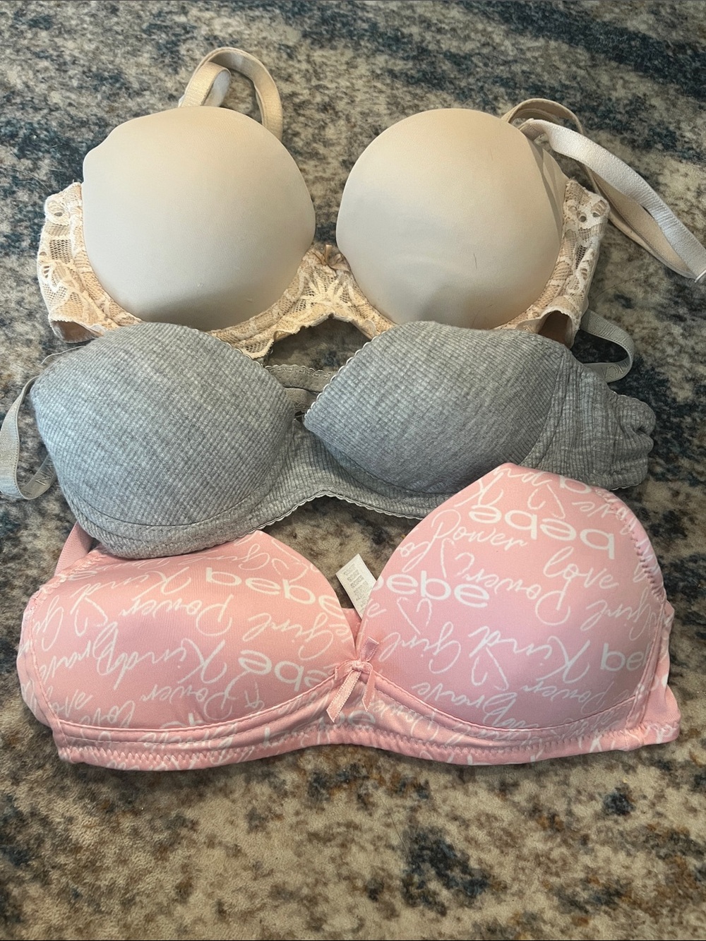 bebe Pink Logo Print Push-Up Bra with Assorted Neutral Bras